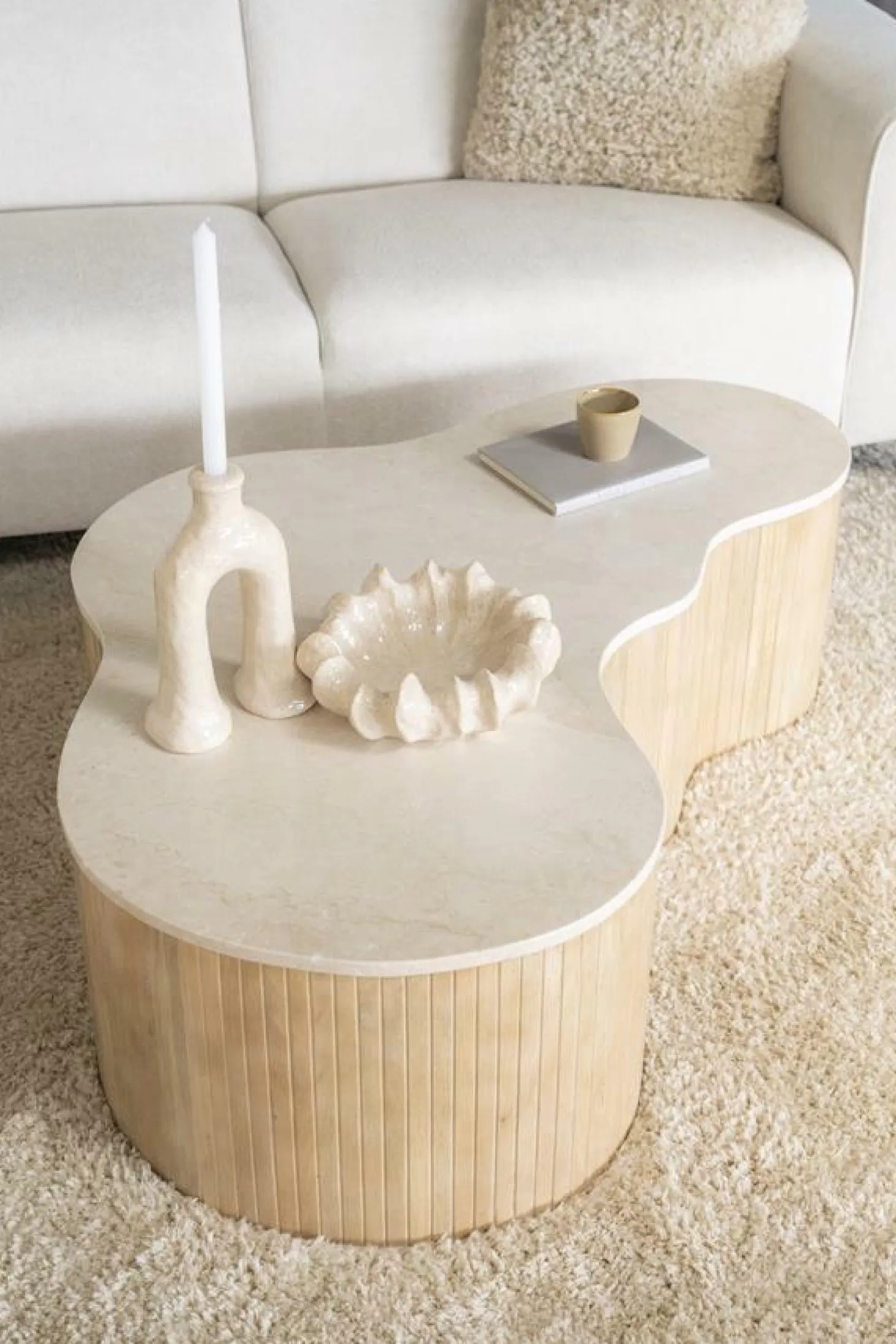 Salontafel Kira Large Mangohout en Marmer - Loft24.nl