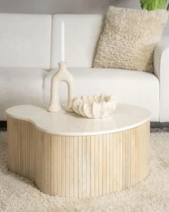 Salontafel Kira Medium Mangohout en Marmer - Loft24.nl