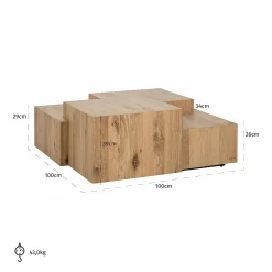 Salontafel Lennox 100 x 100cm Eiken -Naturel - Loft24.nl