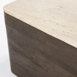 Salontafel Luna Mangohout en Travertin 128 x 63cm - Loft24.nl