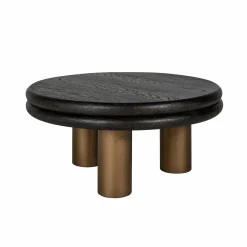 Salontafel Macaron Eiken Ø80 cm - Zwart - Loft24.nl