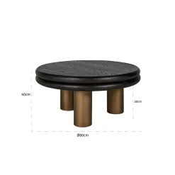 Salontafel Macaron Eiken Ø80 cm - Zwart - Loft24.nl
