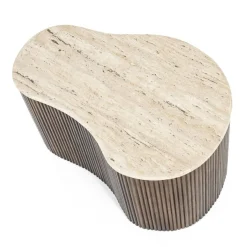 Salontafel Mari Mangohout en Travertin 70 x 47 cm - Loft24.nl