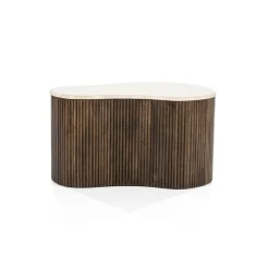 Salontafel Mari Mangohout en Travertin 70 x 47 cm - Loft24.nl