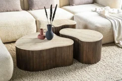 Salontafel Mari Mangohout en Travertin 70 x 47 cm - Loft24.nl