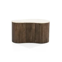 Salontafel Mari Mangohout en Travertin 70 x 47 cm - Loft24.nl