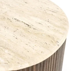 Salontafel Mari Mangohout en Travertin 70 x 47 cm - Loft24.nl