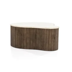 Salontafel Mari Mangohout en Travertin 83 x 72 cm - Loft24.nl