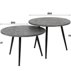Salontafel met ronde buis Metallic set van 2 stuks Grijs - Loft24.nl