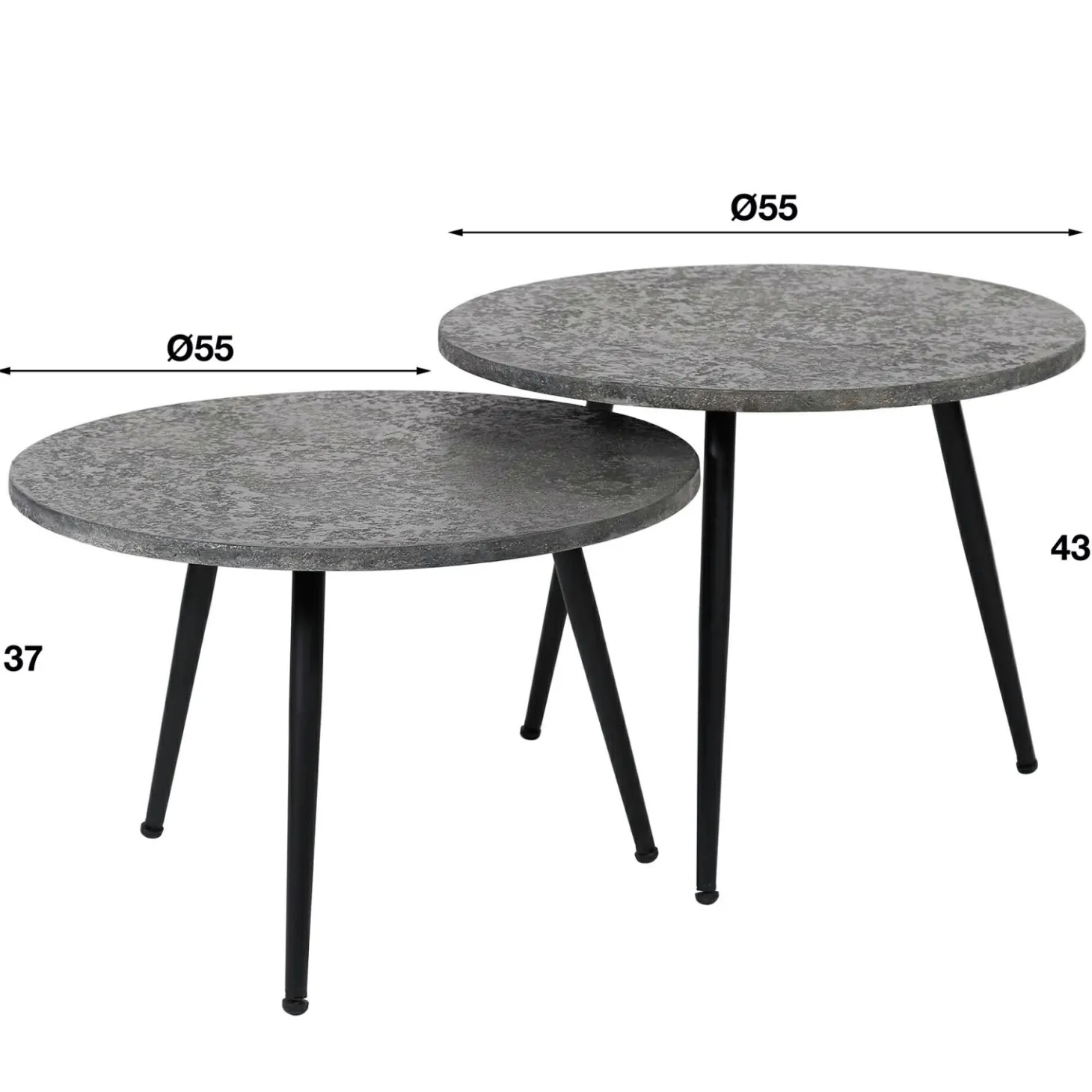 Salontafel met ronde buis Metallic set van 2 stuks Grijs - Loft24.nl