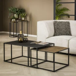 Salontafel Metallic set van 2 stuks Brons/Zwart - Loft24.nl