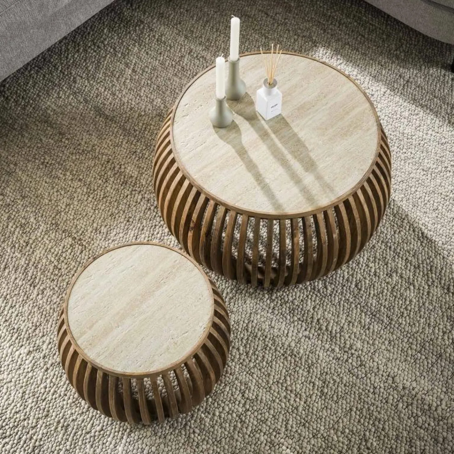 Salontafel Nuovo Curve Travertin Set van 2 stuks - Loft24.nl