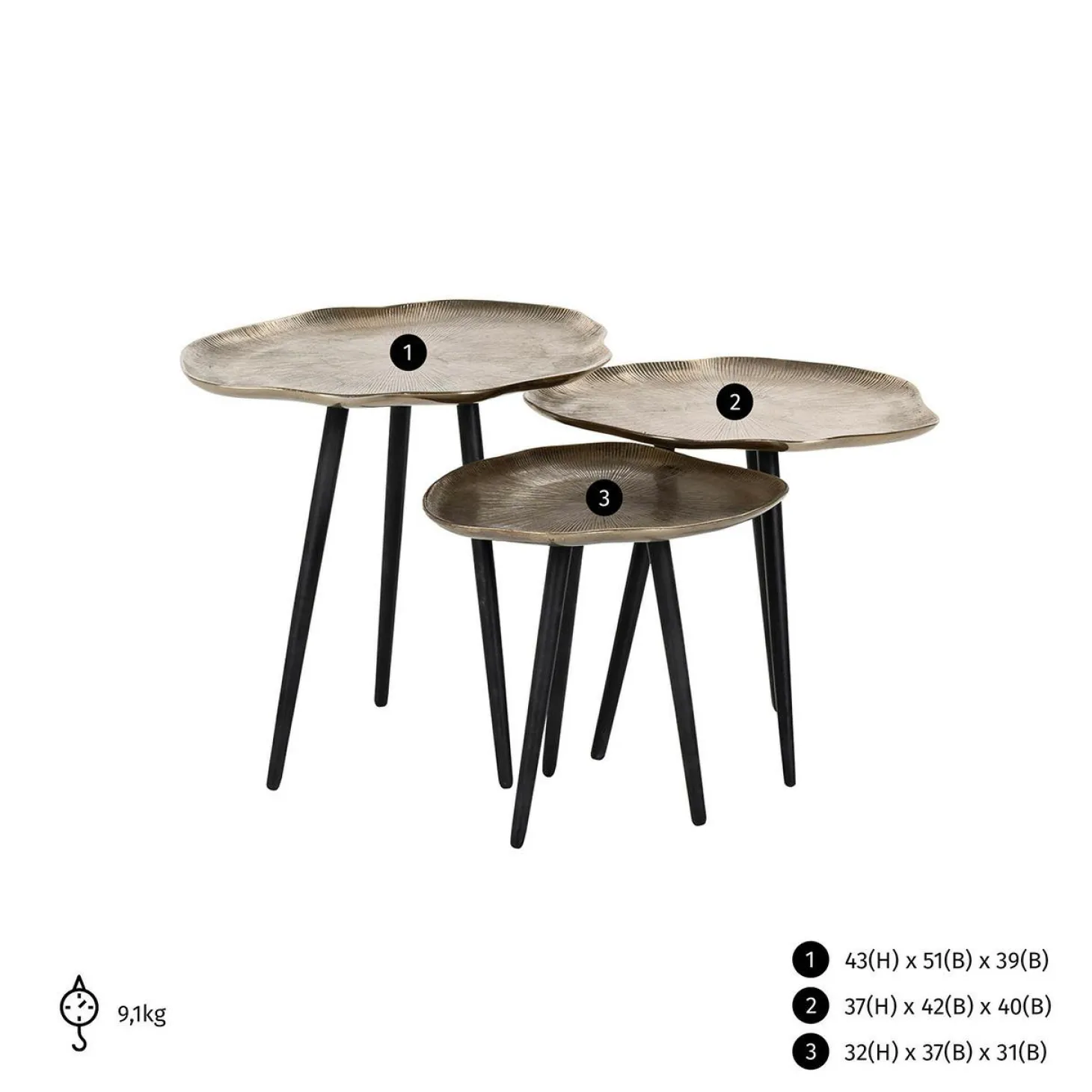 Salontafel Volenta - Set van 3 stuks - Loft24.nl