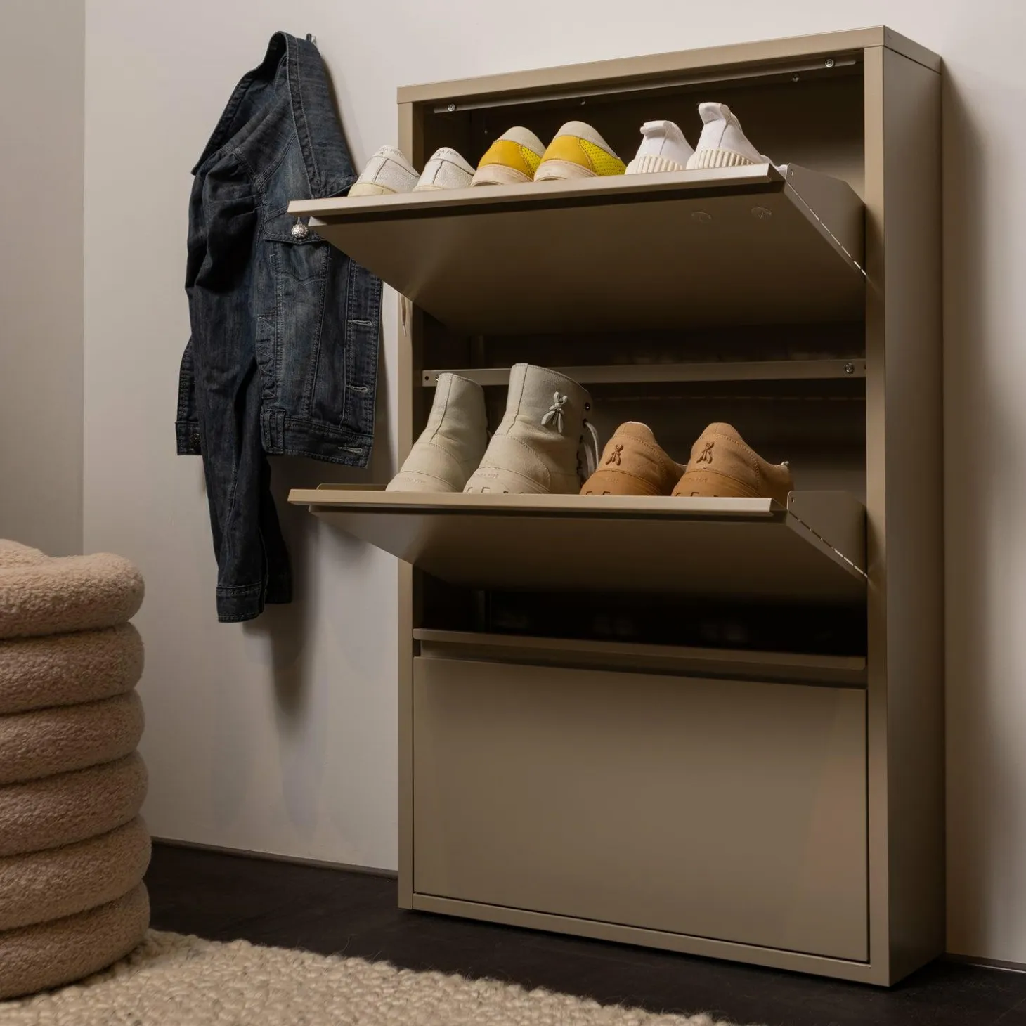 Schoenenkast Sabine 3-laags, 103 x 66cm, kleur Zand - Loft24.nl