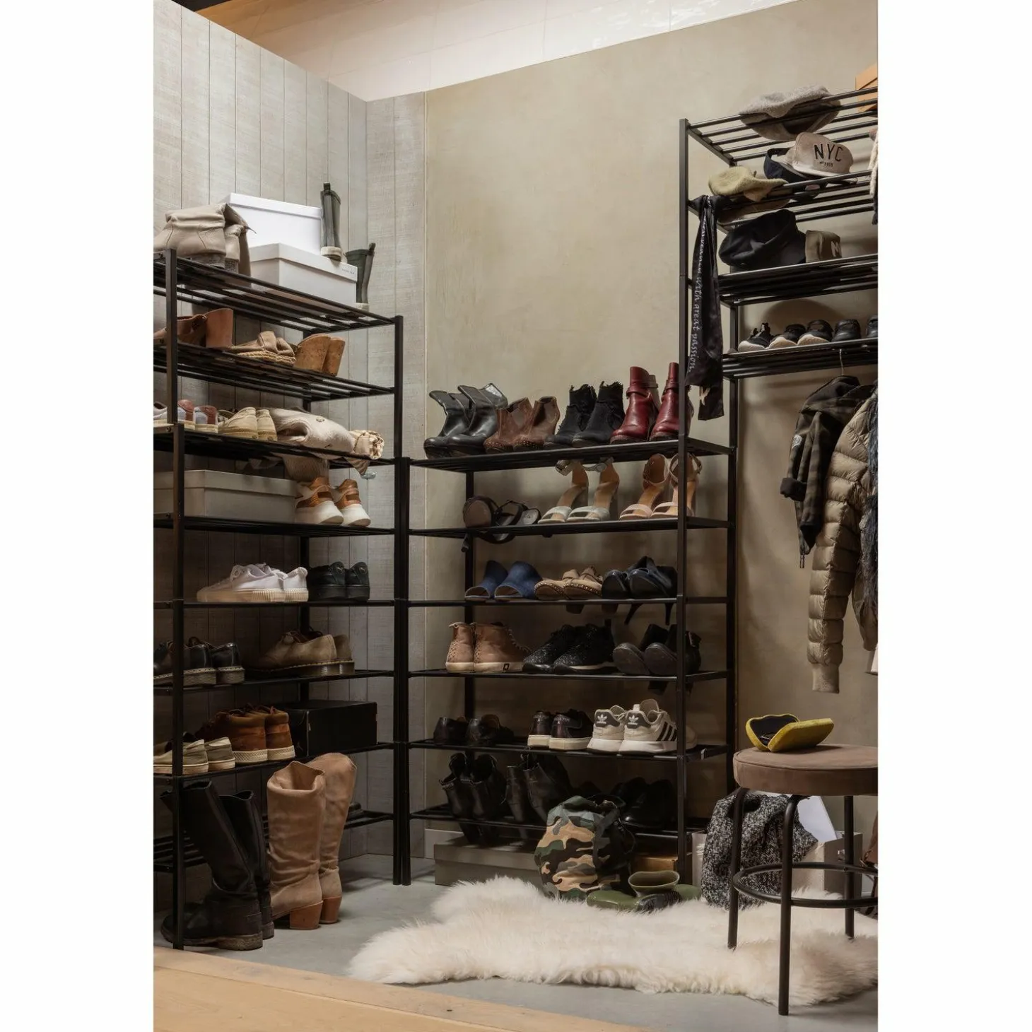 Schoenenrek Ferro Stapel van 4 stuks kleur Zwart - Loft24.nl