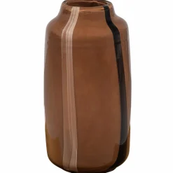 Selena vaas glas met streep bruin - Loft24.nl