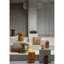 Selena vaas glas met streep bruin - Loft24.nl