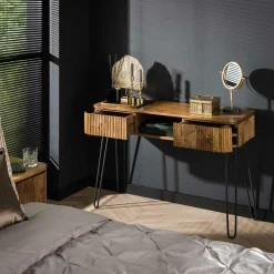 Sidetable / Kaptafel Wave Mangohout met slanke metalen poot - Loft24.nl