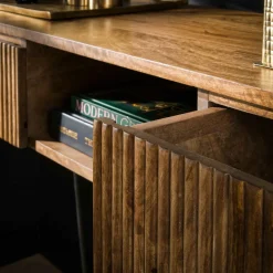 Sidetable / Kaptafel Wave Mangohout met slanke metalen poot - Loft24.nl