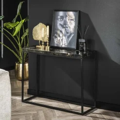 Sidetable B&G Teakhout 100cm - zwart/Goud - Loft24.nl