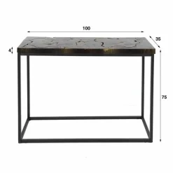 Sidetable B&G Teakhout 100cm - zwart/Goud - Loft24.nl