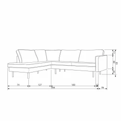 Sloping hoekbank links velvet pistache - Loft24.nl