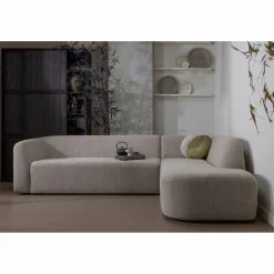 Sloping hoekbank rechts naturel melange - Loft24.nl