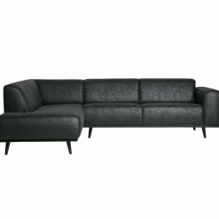 Statement hoekbank links suedine zwart - Loft24.nl