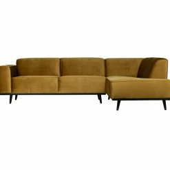 Statement hoekbank rechts fluweel honinggeel - Loft24.nl