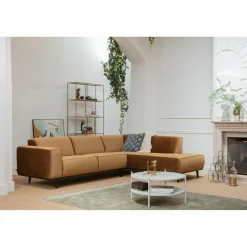 Statement hoekbank rechts fluweel honinggeel - Loft24.nl