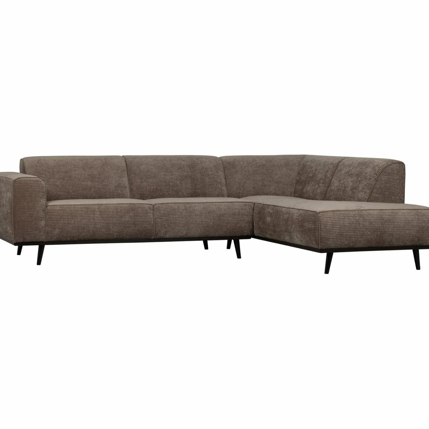 Statement hoekbank rechts platte brede rib taupe - Loft24.nl