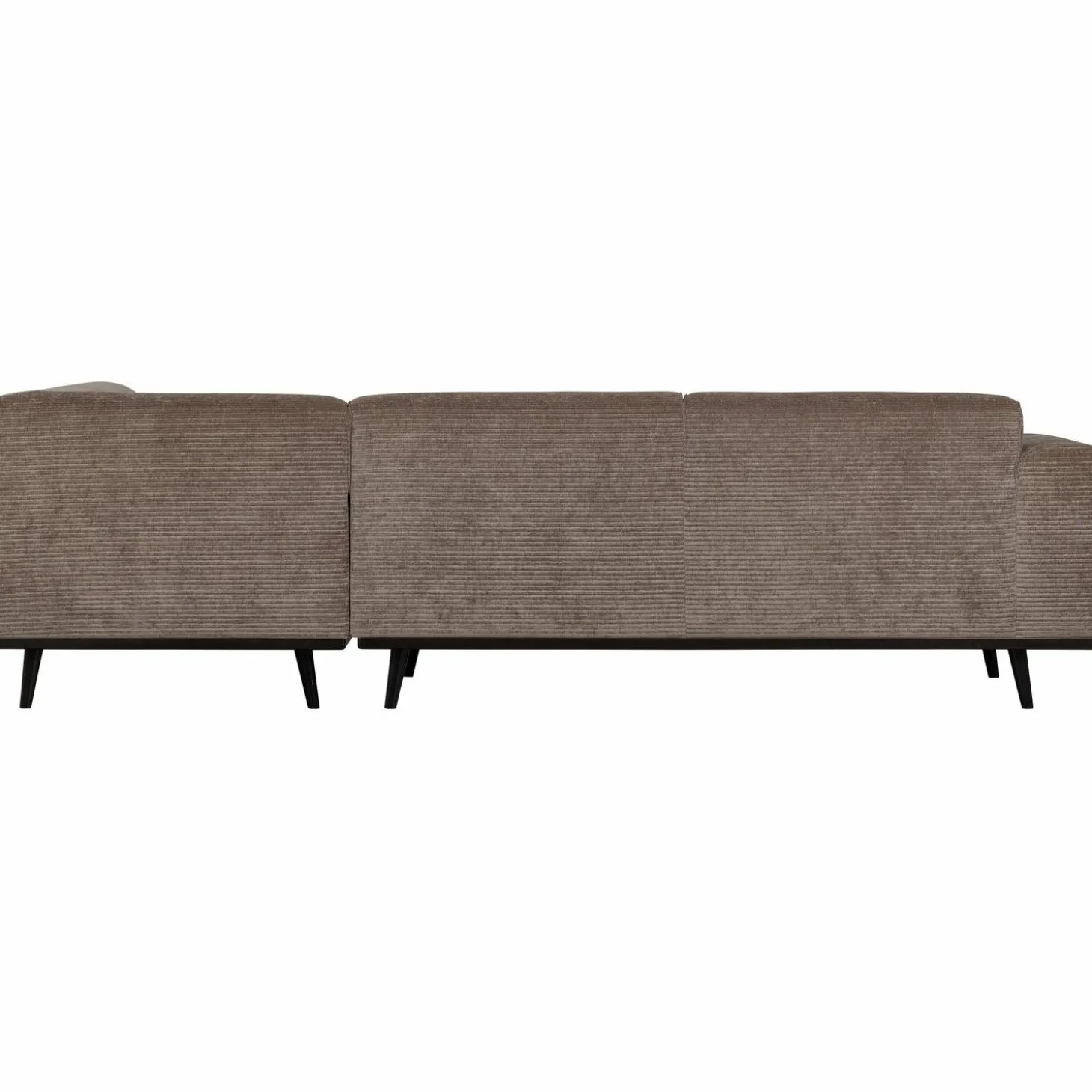 Statement hoekbank rechts platte brede rib taupe - Loft24.nl