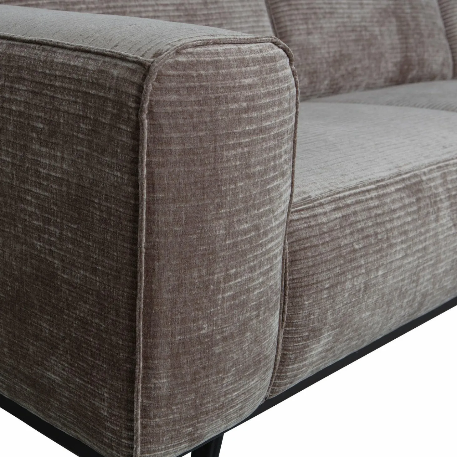 Statement hoekbank rechts platte brede rib taupe - Loft24.nl