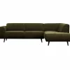 Statement hoekbank rechts platte brede rib warm groen - Loft24.nl