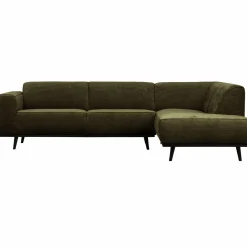 Statement hoekbank rechts platte brede rib warm groen - Loft24.nl