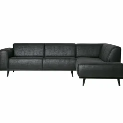 Statement hoekbank rechts suedine zwart - Loft24.nl
