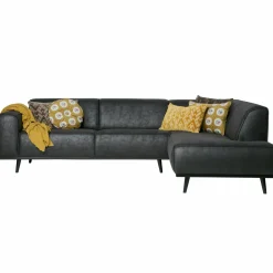 Statement hoekbank rechts suedine zwart - Loft24.nl