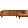 Statement hoekbank rechts lederlook cognac - Loft24.nl
