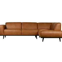 Statement hoekbank rechts lederlook cognac - Loft24.nl