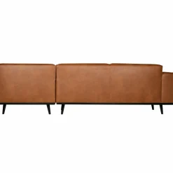 Statement hoekbank rechts lederlook cognac - Loft24.nl