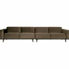 Statement xl 4-zits bank 372 cm fluweel taupe - Loft24.nl