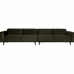Statement xl 4-zits bank 372 cm fluweel warm groen - Loft24.nl