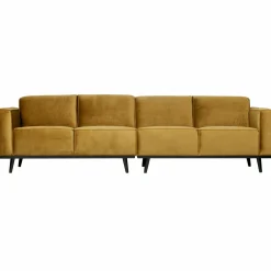 Statement 4-zits bank 280 cm fluweel honinggeel - Loft24.nl