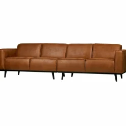 Statement 4-zits bank 280 cm lederlook cognac - Loft24.nl