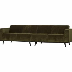 Statement 4-zits bank 280 cm platte brede rib warm groen - Loft24.nl