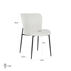 Stoel Darby white bouclÃ© / black (Copenhagen 900 BouclÃ© White) - Loft24.nl