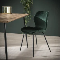 Stoel Shell Velvet ronde buis - Groen - Loft24.nl