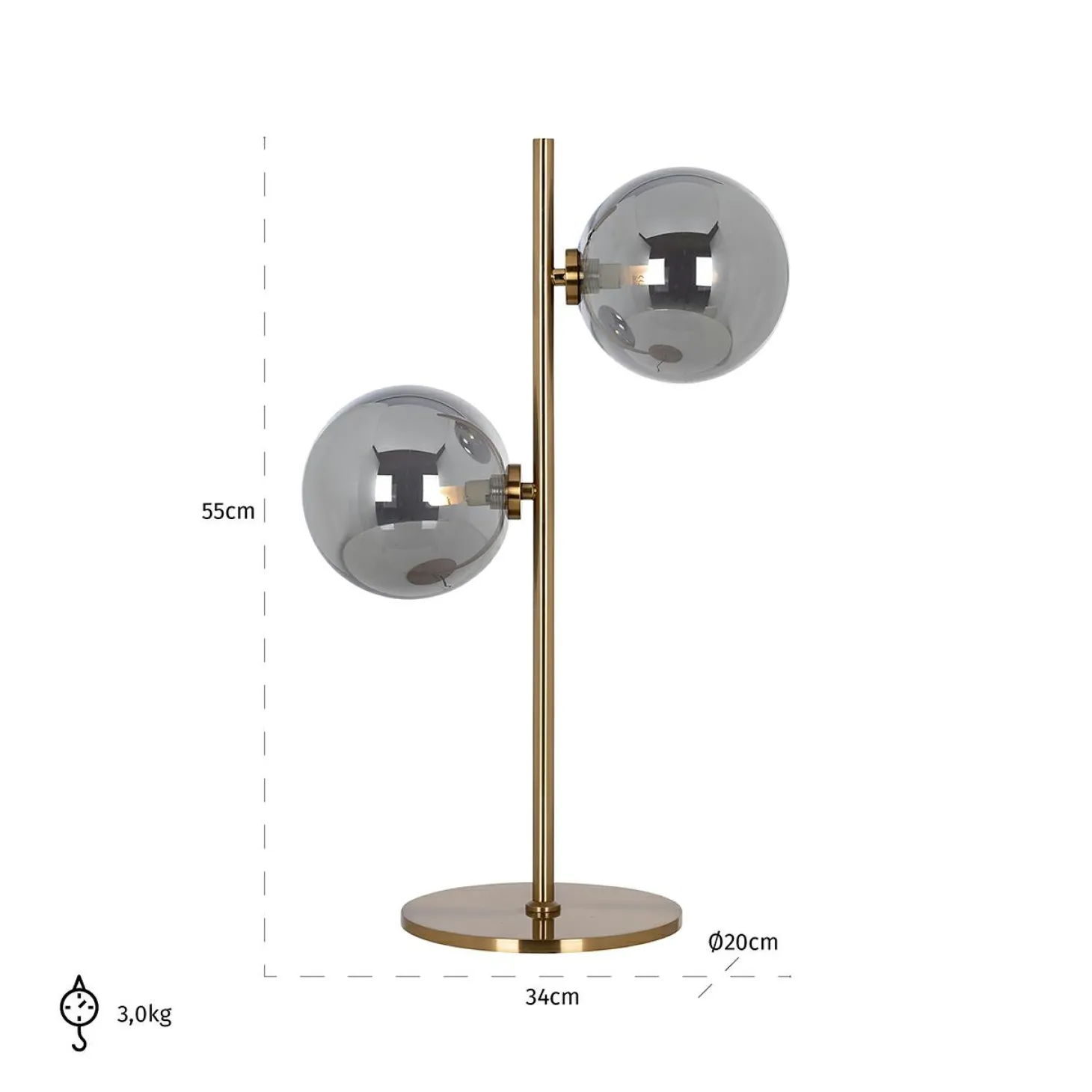 Tafellamp Lise 2-lamps kleur Brushed Gold - Loft24.nl