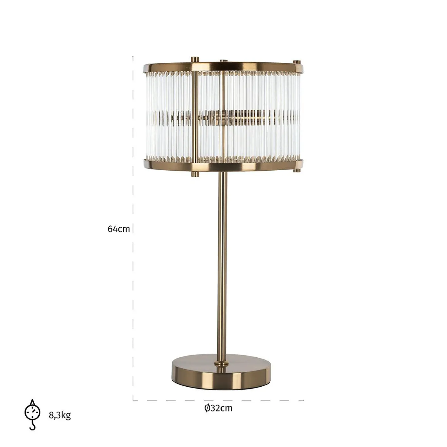 Tafellamp Loiza 64cm hoog kleur Brushed Gold - Loft24.nl