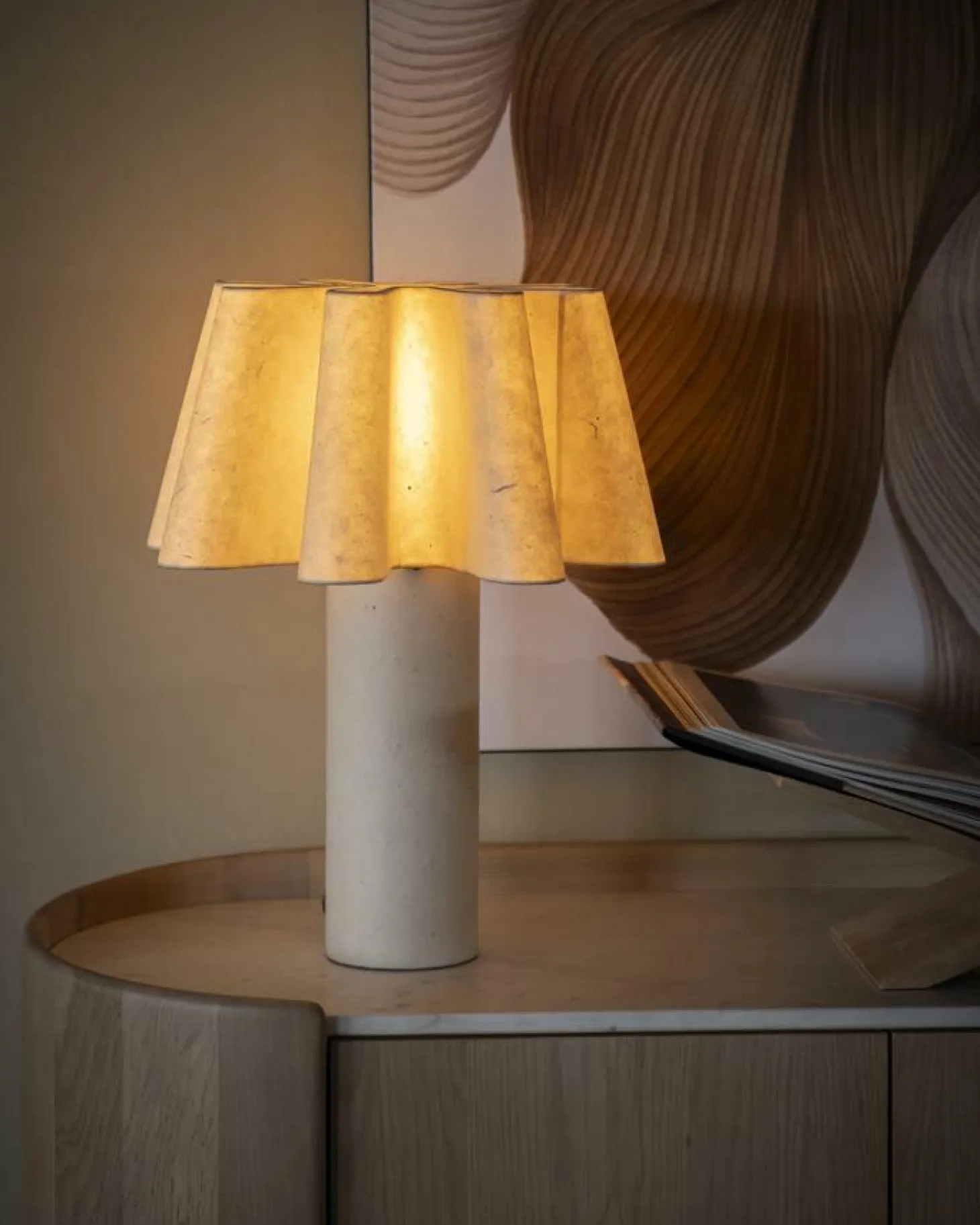 Tafellamp Meander Handgemaakt papier - 50cm hoog - Loft24.nl